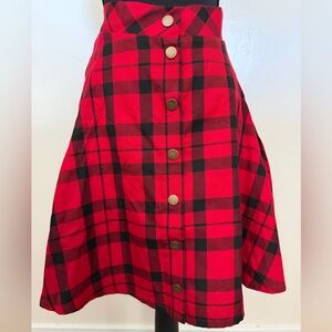 Torrid Red and Black Plaid A-Line Skirt